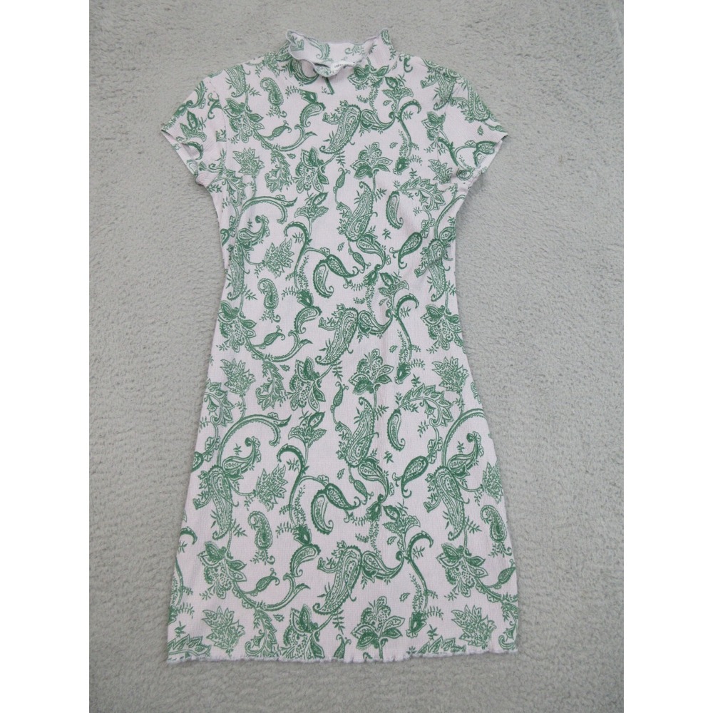 Urban Outfitters Dress Womens M Green Paisley Print Mock Neck Y2K Goblincore - Picture 1 of 16